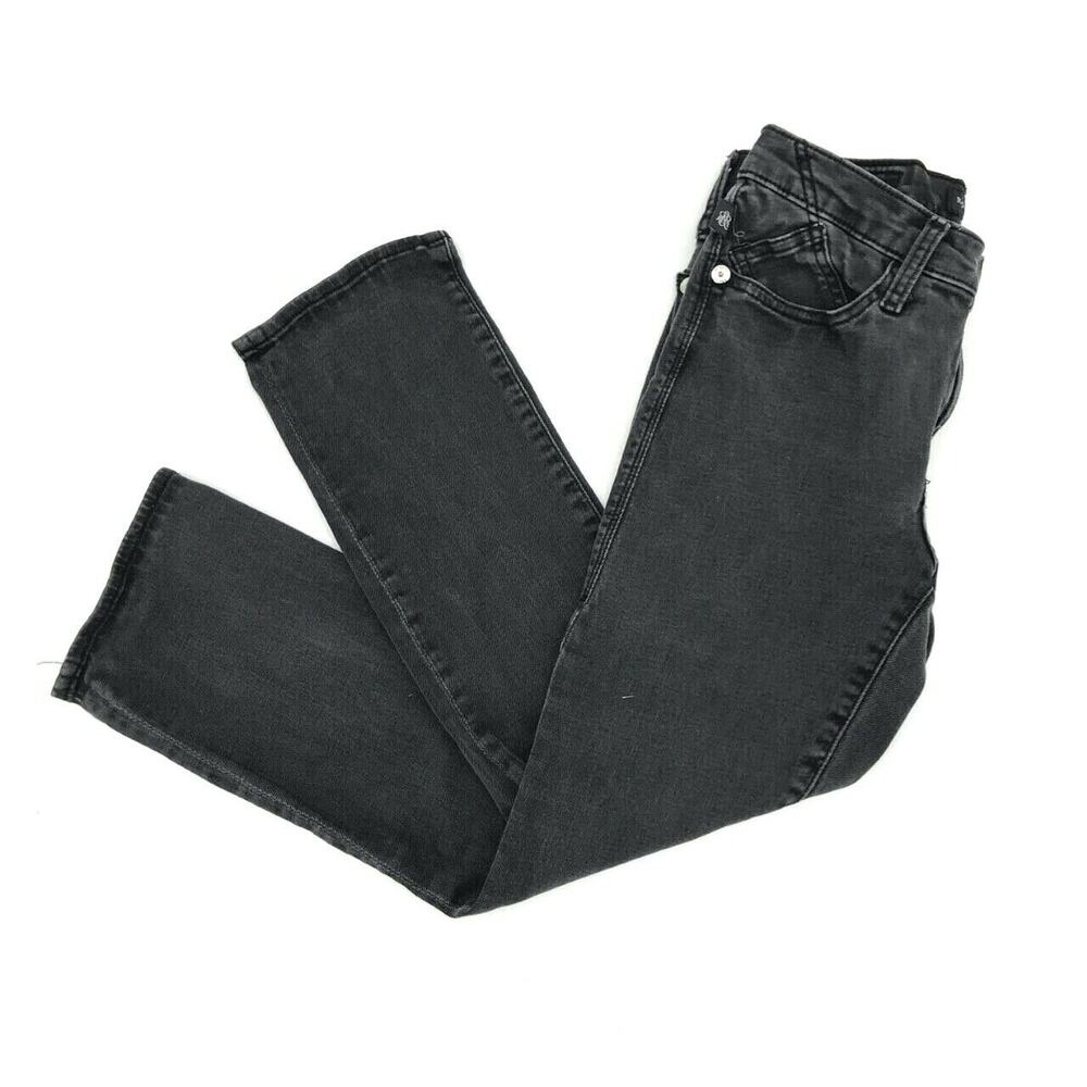 Rock And Republic Women's Kendall Straight Leg Jeans Size 6 Black Mid Rise Zip